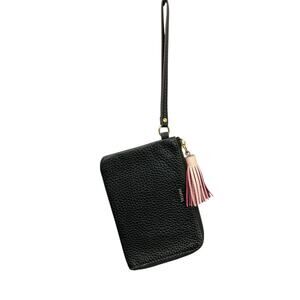 Fossil Black Leather Zip Wristlet Wallet